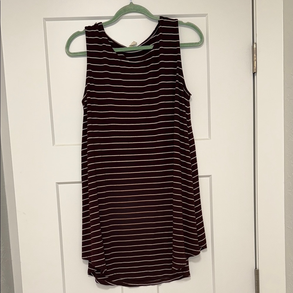 Burgundy Striped Sleeveless Dress
